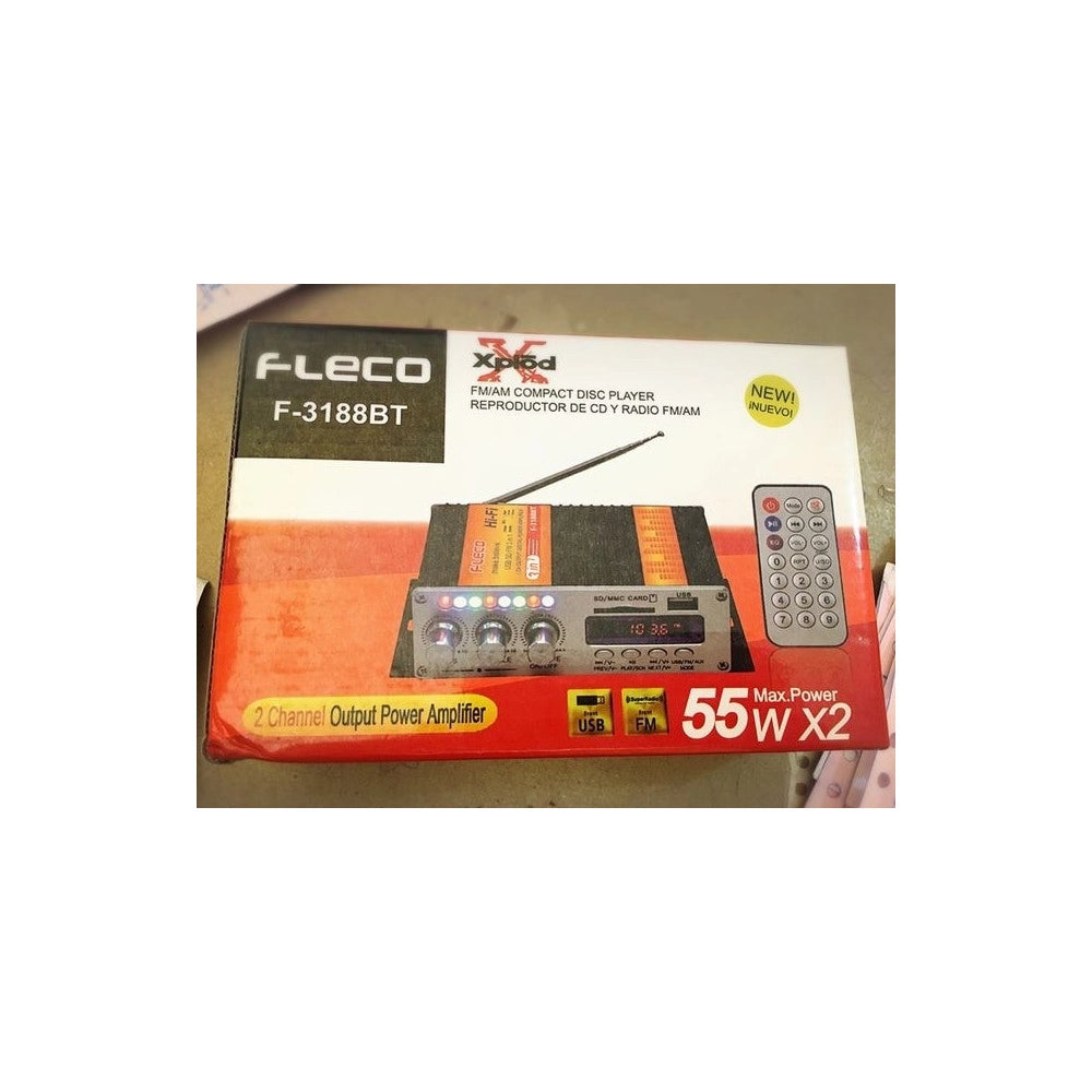 Trade Shop - Mplificatore Audio Aux Usb Mp3 Casa Auto 2 Canali Stereo 55w Bluetooth 3188 Bt -