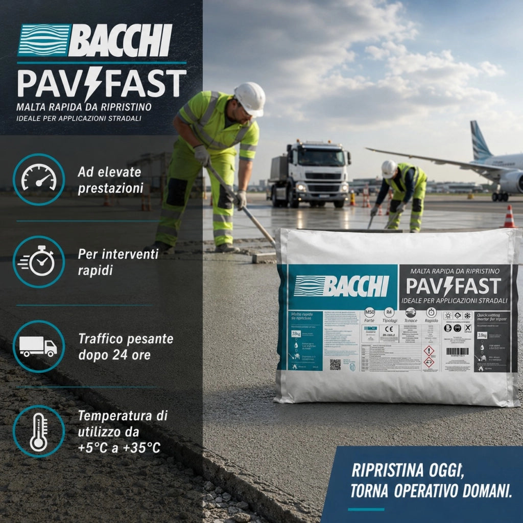 Bacchi pavifast malta cementizia rapida per pavimentazioni e carreggiate