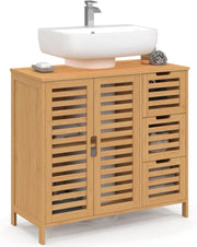 Mobiletto da bagno in bambù BEA con armadio e 3 cassetti