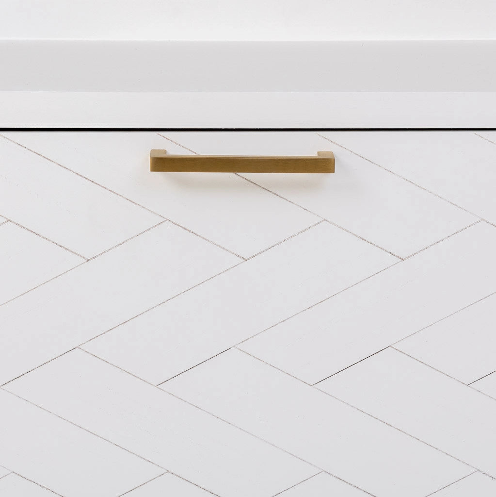 Panca porta scarpe in legno e metallo bianco 80x38x53