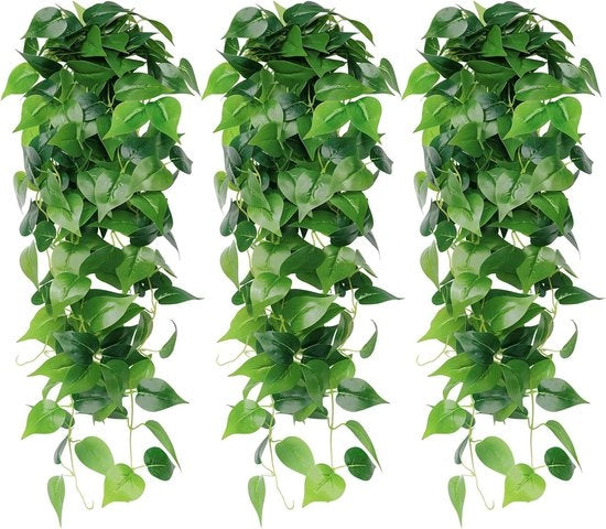 Piante Artificiali da Appendere - 3 Pezzi - 100 cm Lunghe - Decorazione di Matrimonio - Viti di Ivo Artificiale per Parete - Casa - Stanza - Decorazione Interna - Esterna