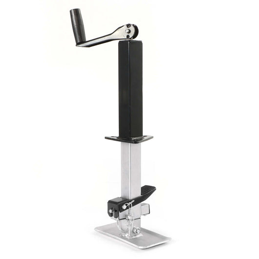 Piede stabilizzatore per rimorchi roulotte, max 900 kg, regolabile in altezza con manovella, con pedale e perno di sicurezza