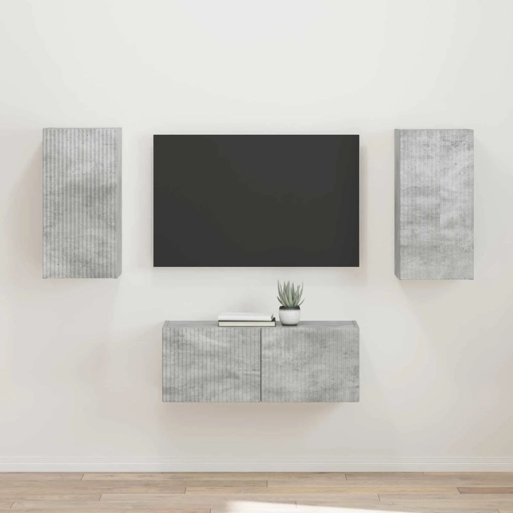 Set mobile TV 2 pz-Credenza per TV Grigio cemento Legno multistrato 809831