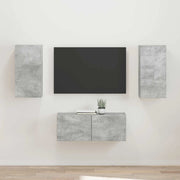 Set mobile TV 2 pz-Credenza per TV Grigio cemento Legno multistrato 809831
