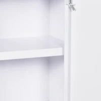 kleankin Armadietto Medicinali a 3 Ripiani con Serratura e 2 Chiavi, in Acciaio, 40x15x53.5 cm, Bianco