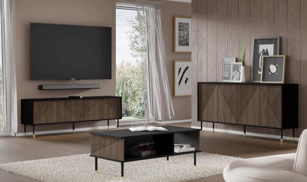 TAVOLINO WOODY IV 110x55 NERO OPACO ROVERE CATANIA