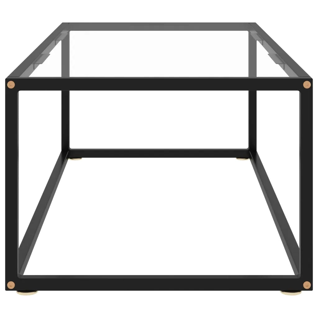 Tavolino da Salotto Nero con Vetro Temperato 100x50x35 cm 322879