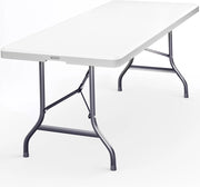 Tavolo da Giardino Pieghevole 220x70 cm Rettangolare Portatile con Maniglia per 10 Persone Tavolo da Buffet Feste Richiudibile Tavolo da Pranzo Bianco