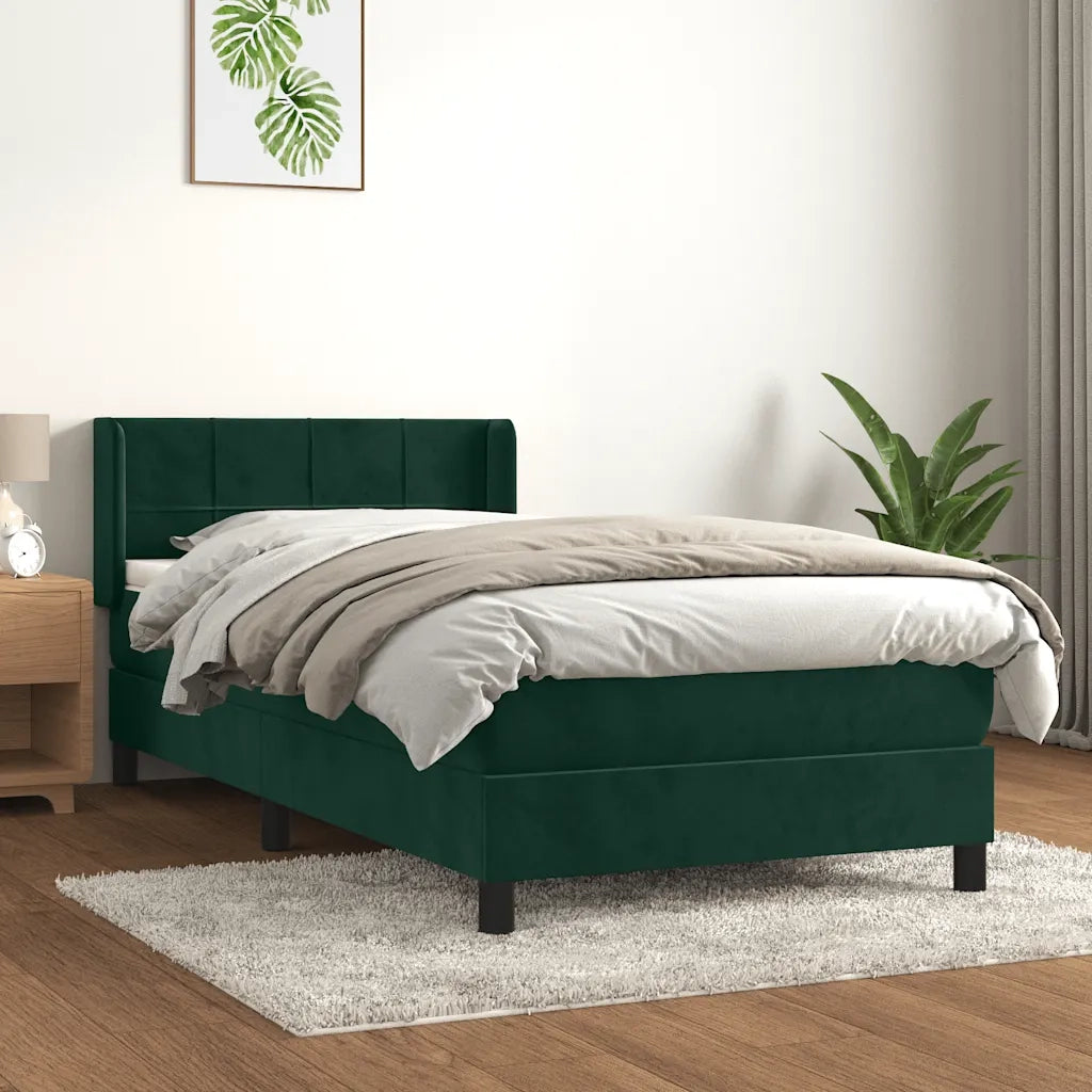 Giroletto a Molle con Materasso-Struttura Letto Verde Scuro 80x200 cm Velluto 652909