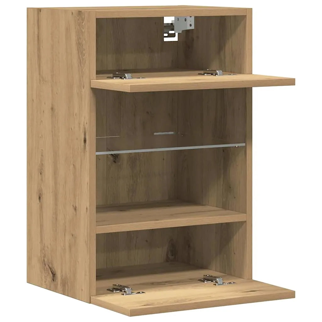 Mobili TV a Parete Luci LED 2pz Rovere Artigianale 40x30x60,5cm