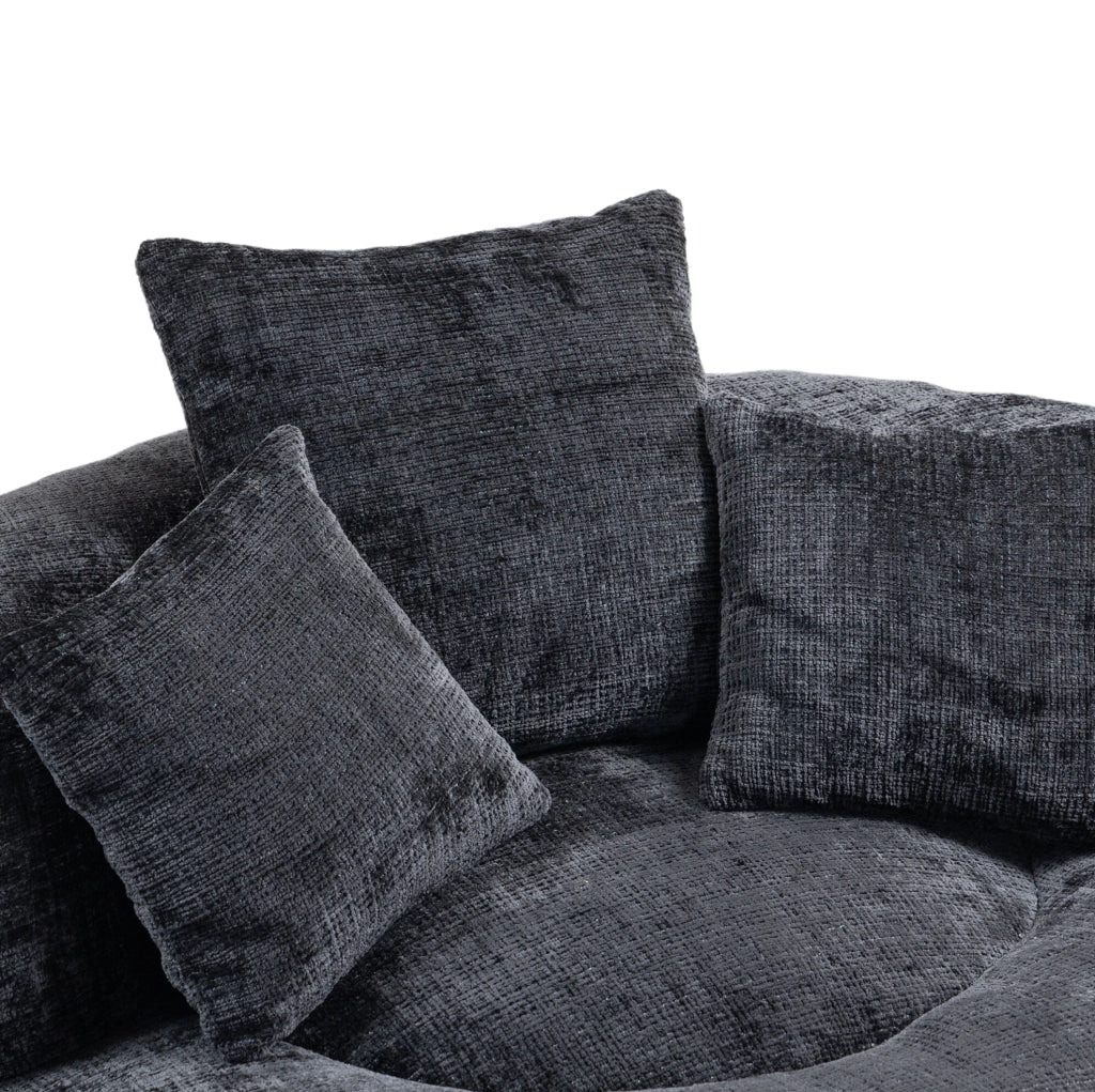 Poltrona sacco in ciniglia nera 108x108x52 cm