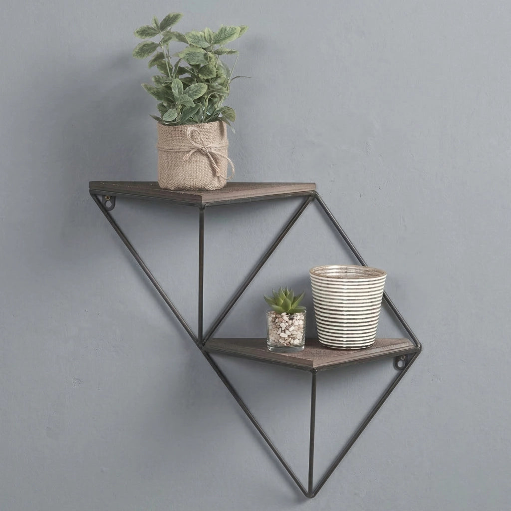 Caccuri, Mensola 3 Ripiani, 45x13x34h cm Marrone Noce