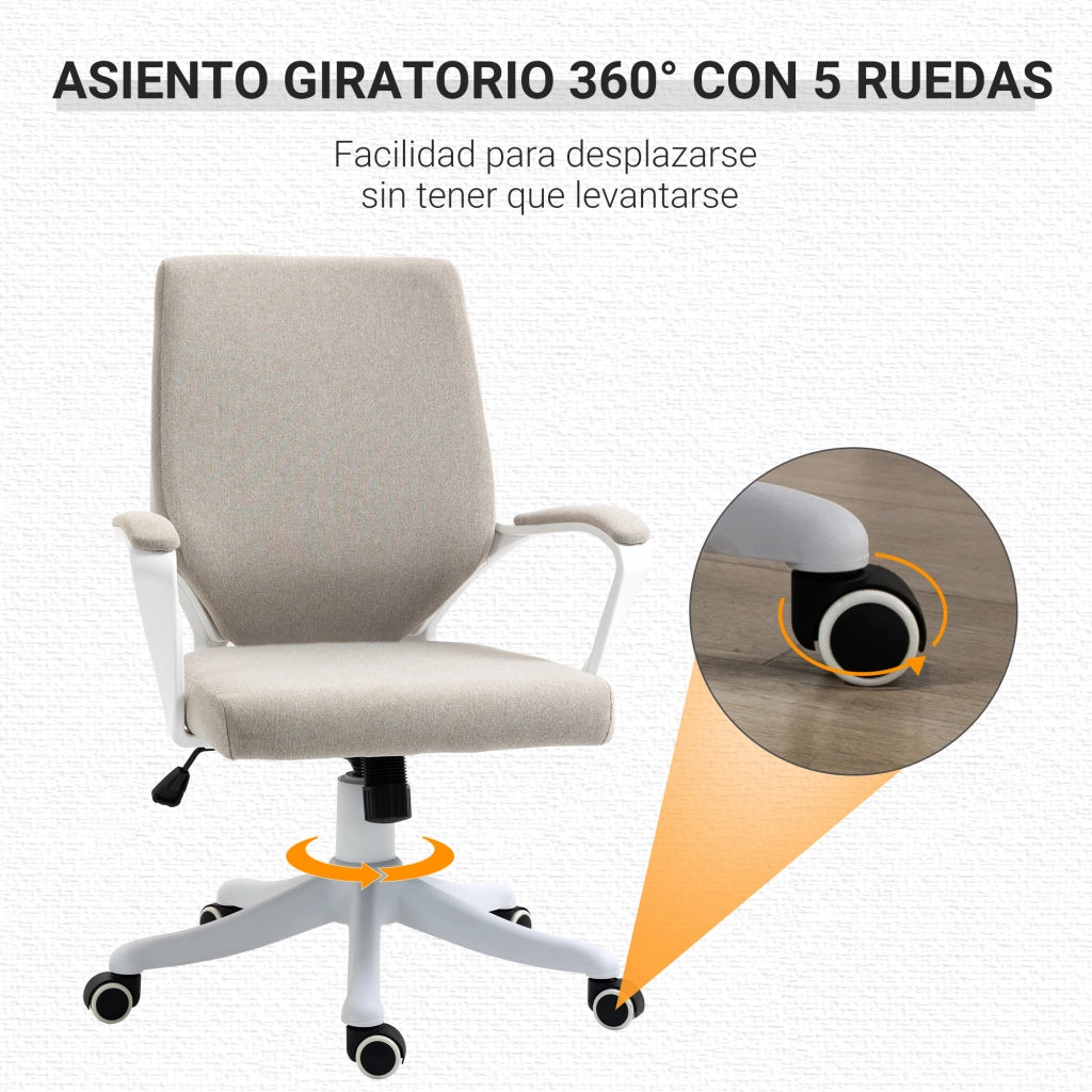 Sedia da ufficio girevole con braccioli altezza regolabile ¨C Xylo ¨C Beige 62x69x92-100 cm