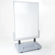 Espositore Pubblicitario Bifacciale con Ruote 100x140 cm in Alluminio da Esterno Antivento Silver