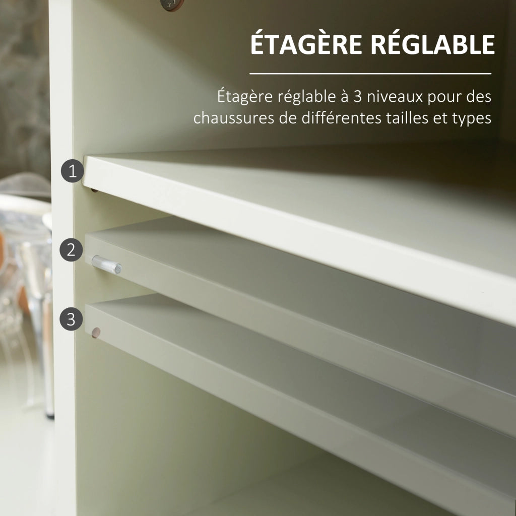 Scarpiera con ripiani e ante in rattan ¨C Zephmum ¨C Verde 80x30x90