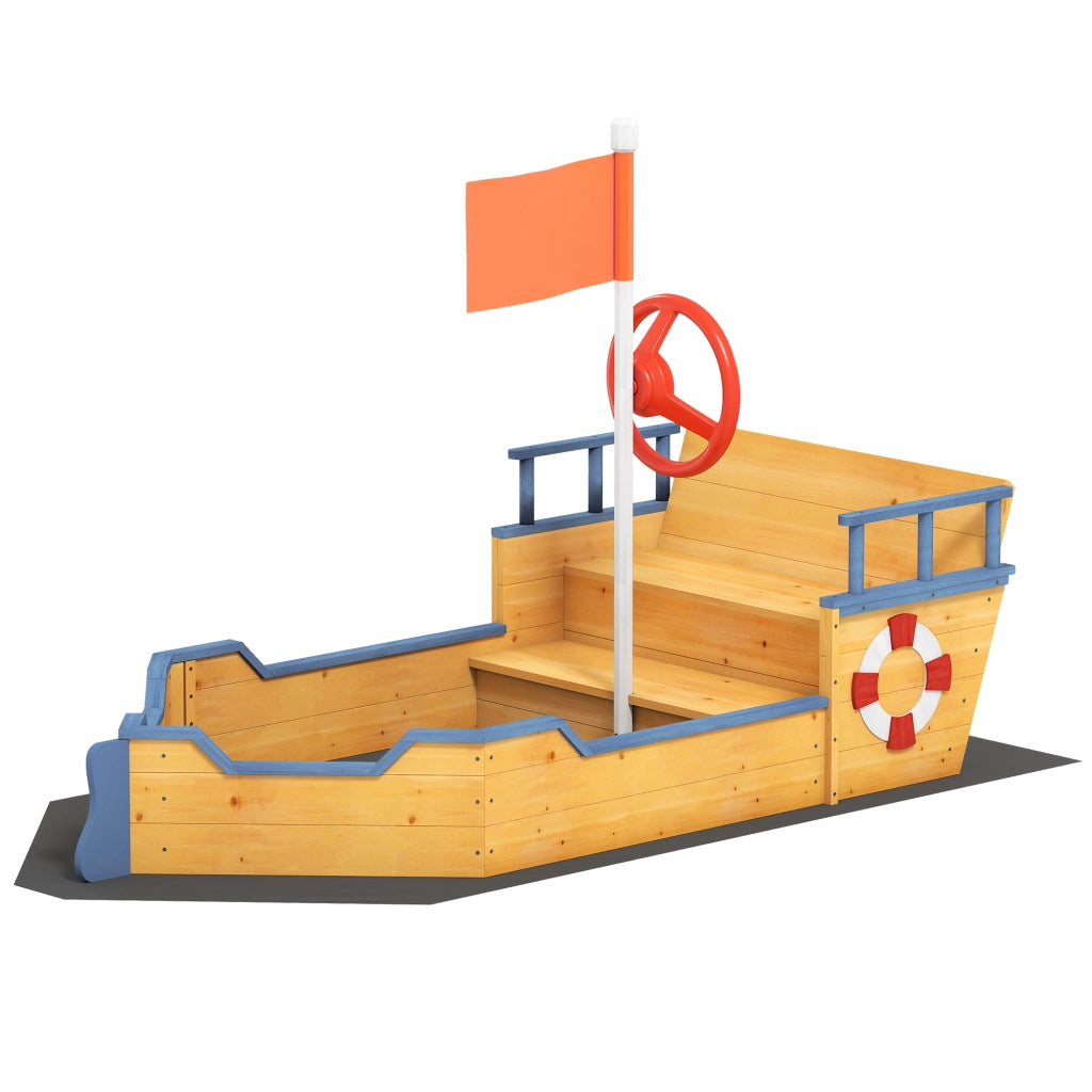 Casetta Pirati Sabbiera per Bambini in Legno con Contenitore ¨C Zephmum ¨C 158x78x45.5 cm