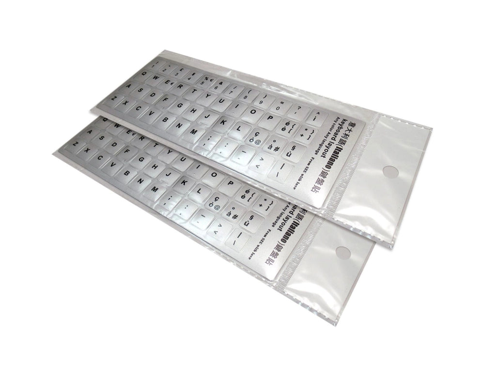 Kit 2 Adesivi Tastiera Silver Argento Layout ITALIANO per Tastiera PC Notebook