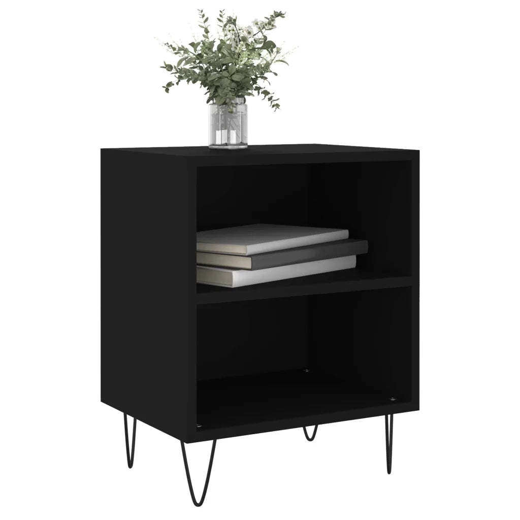 Set di 2 Comodini | Armadio da Notte | Mobiletto da notte Neri 40x30x50 cm in Legno Multistrato