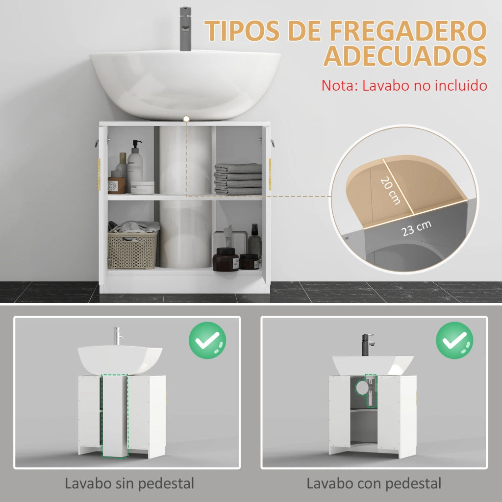 Mobile Sottolavabo Bagno ¨C zephmum ¨C Legno 60x30x60,5 cm Bianco