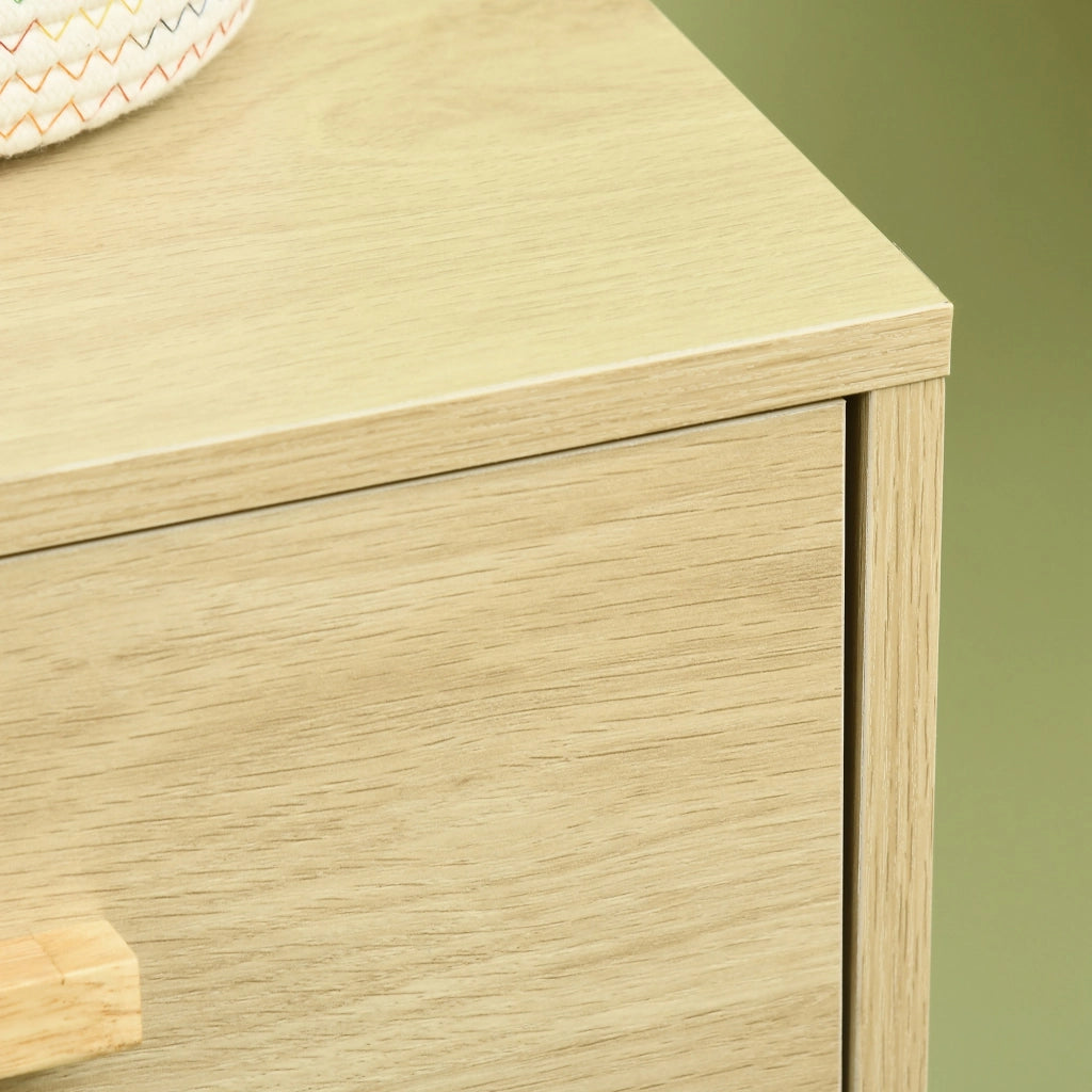 Credenza in rattan con ante intrecciate e 4 cassetti ¨C Xylo ¨C Effetto legno naturale 80x38x80,5 cm