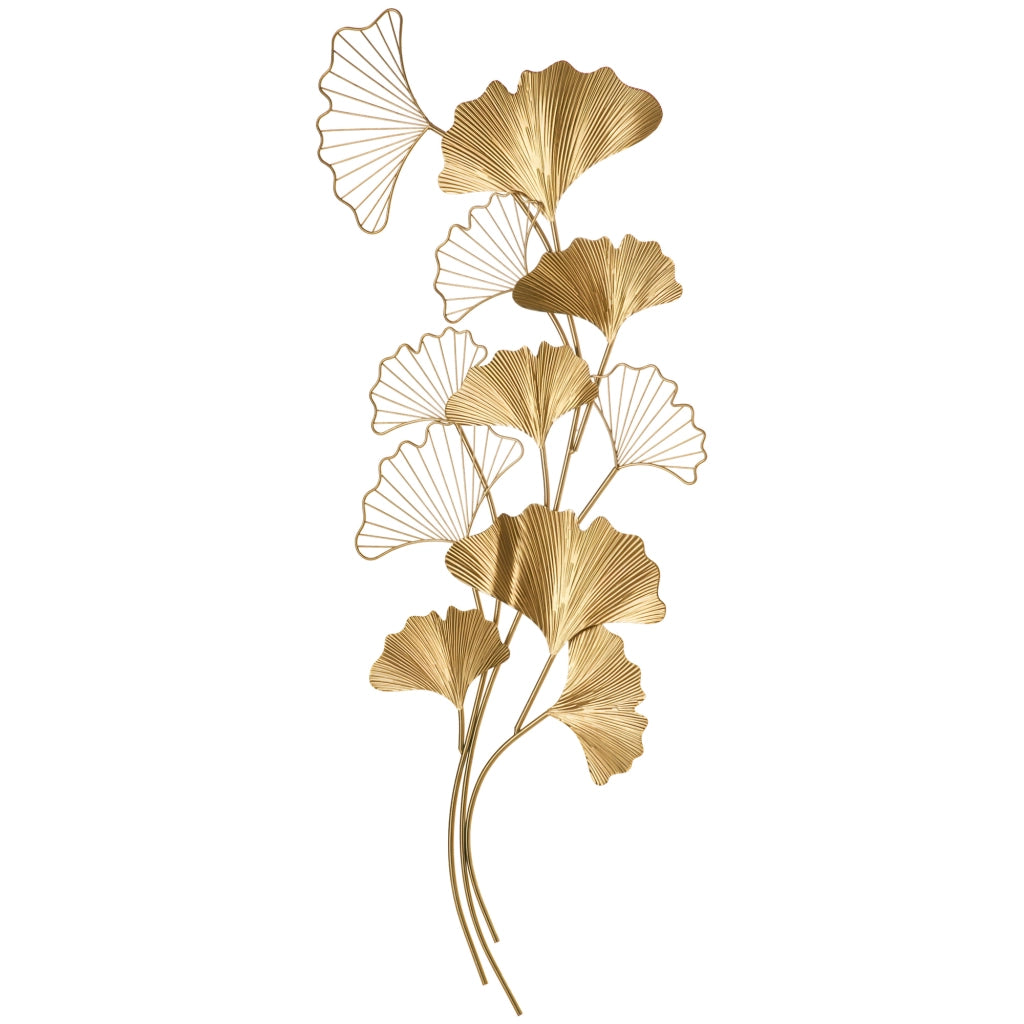 Decorazione Murale 3D Foglia Ginkgo ¨C Minimal ¨C Dorato 138x70cm