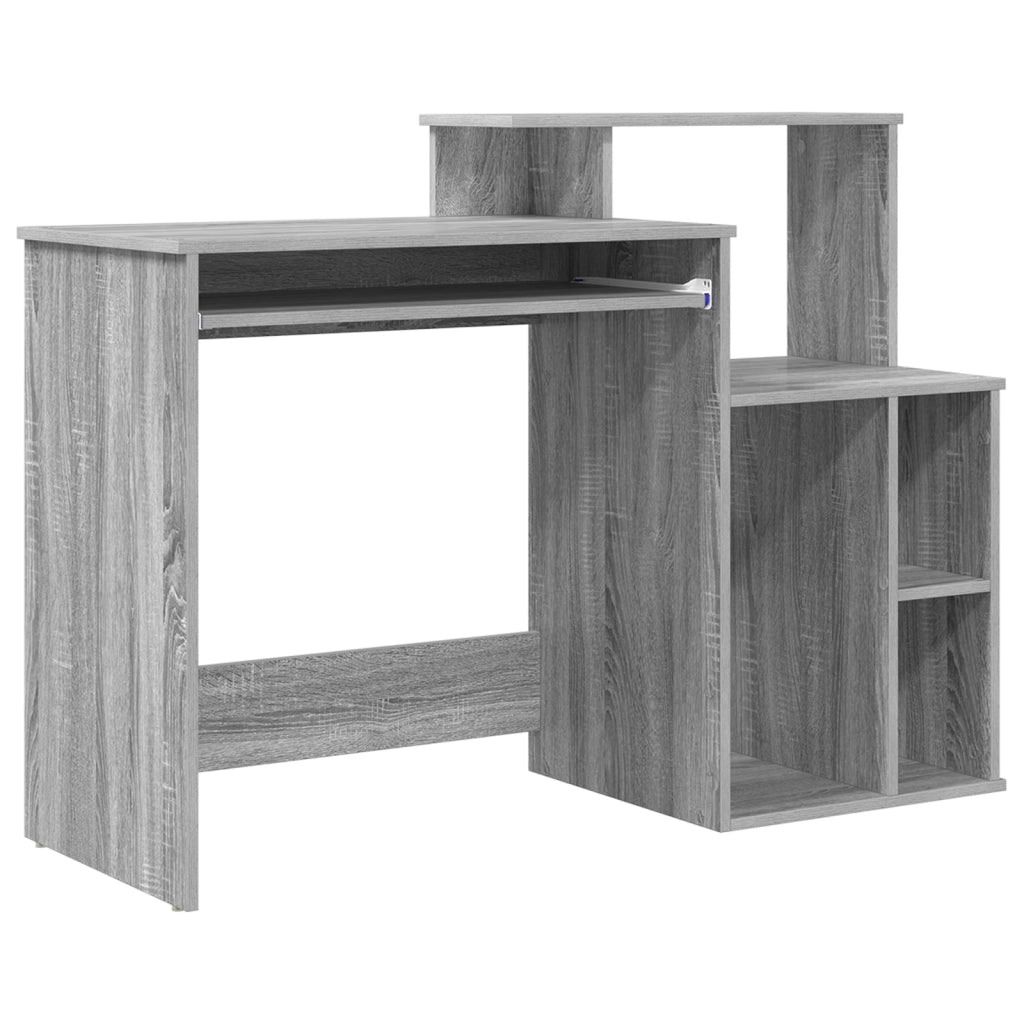 Scrivania con storage grigio sonoma 120.5x44x88.5 cm legno ingegnerizzato