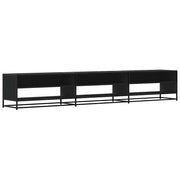 Mobile porta TV industriale con ampio vano contenitore per soggiorno 270 x 40 x 46 cm legno composito nero 02_0055622