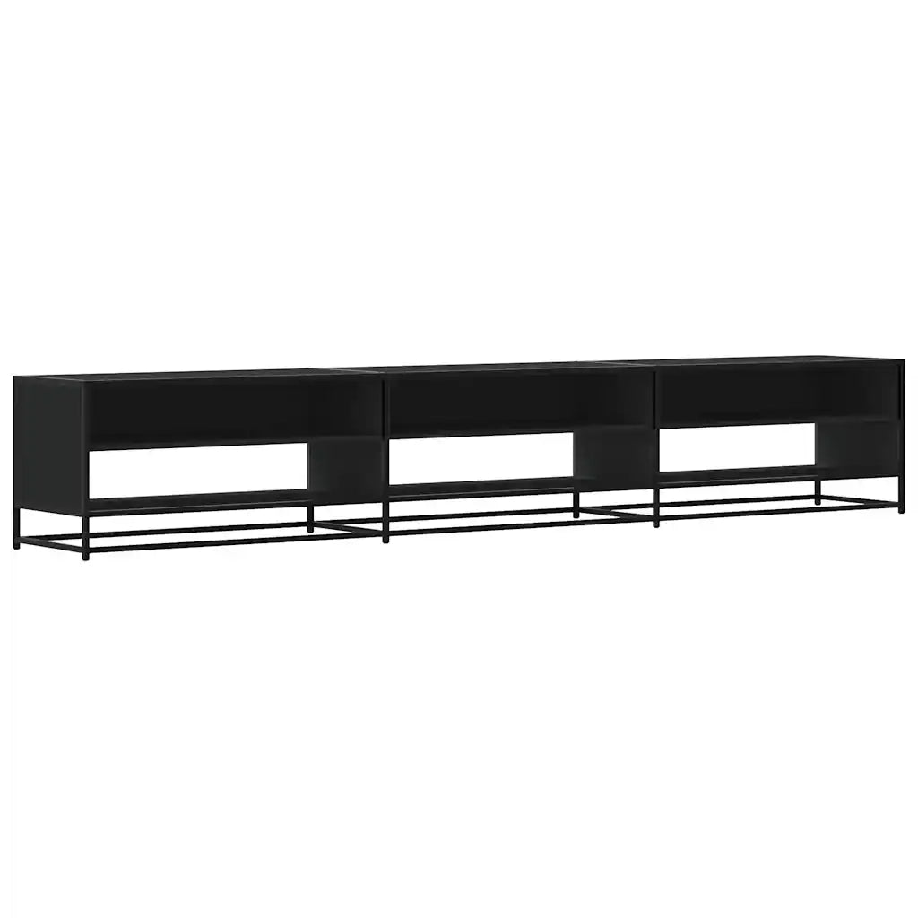 Mobile porta TV industriale con ampio vano contenitore per soggiorno 270 x 40 x 46 cm legno composito nero 02_0055622