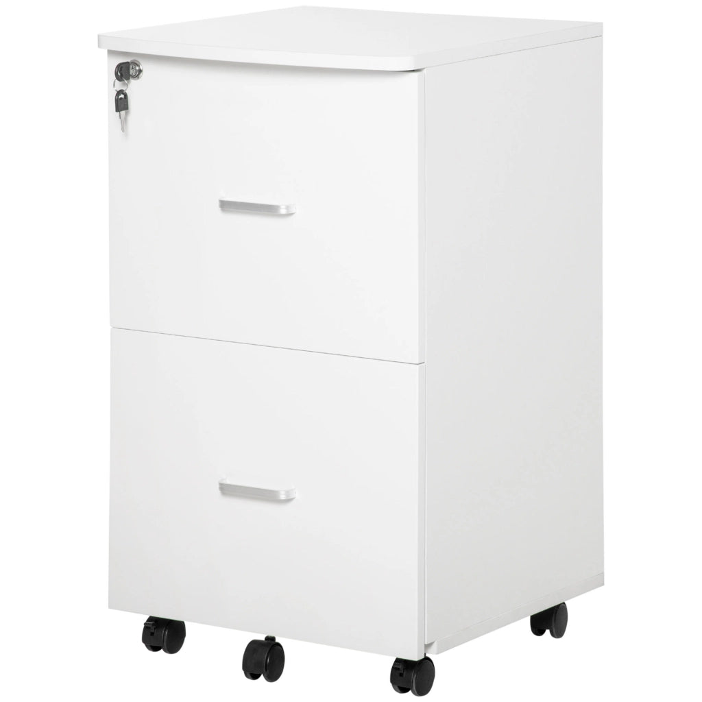 Cassettiera da Ufficio ¨C Xylo ¨C 2 Cassetti con Serratura Bianco 43x45x72 cm