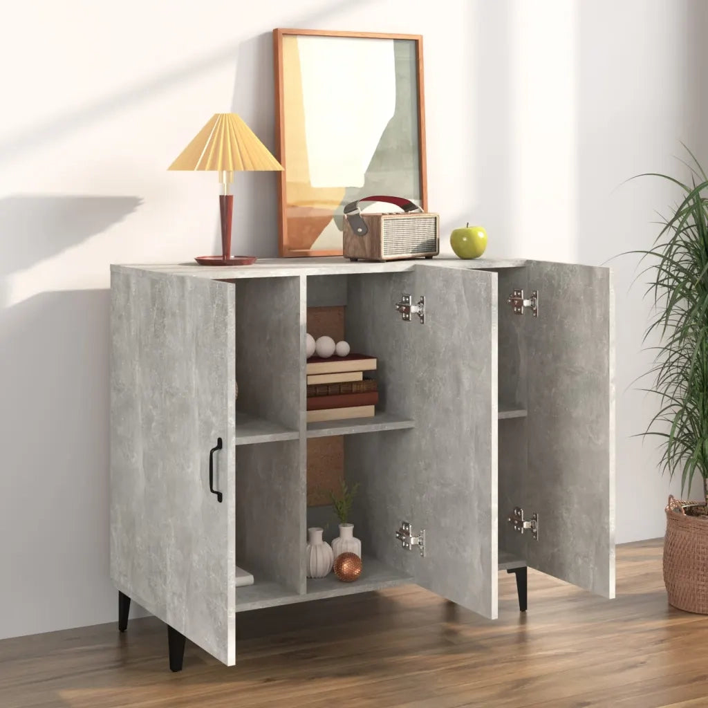 Credenza | Madia | Buffet da pranzo | Armadio da pranzo Grigio Cemento 90x34x80 cm in Legno Multistrato