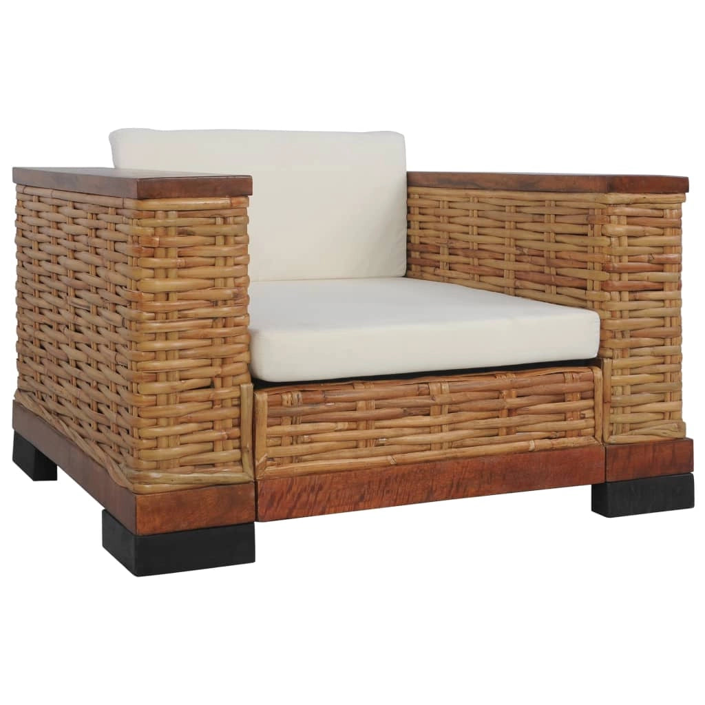 Set di divani 2 pezzi con cuscini in rattan marrone naturale 02_0020851