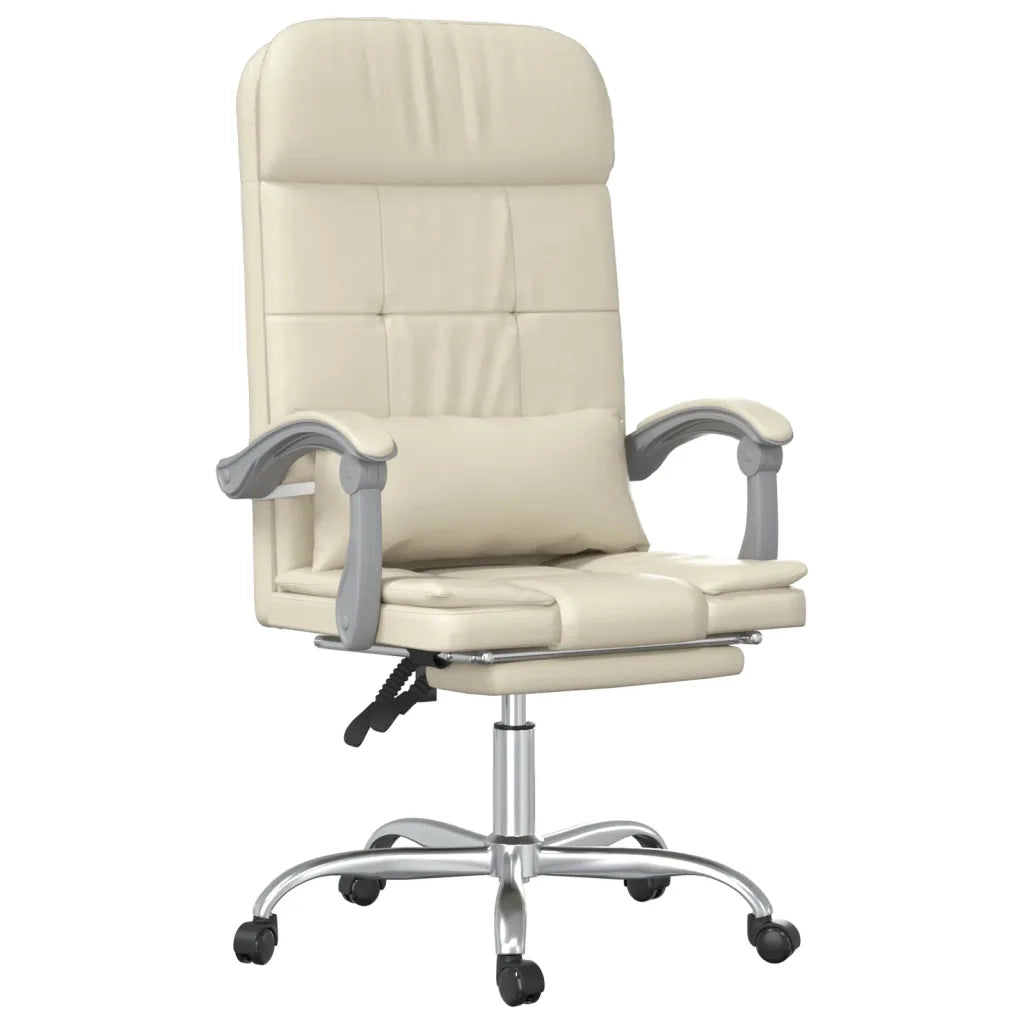 Poltrona da Ufficio Massaggiante Reclinabile Crema Similpelle 349710