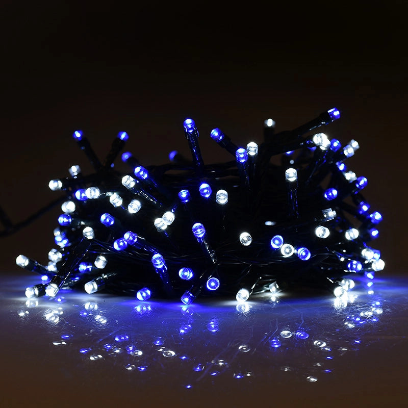 CATENA LUMINOSA NATALIZIA 300 LED LUCI BIANCHE E BLU - VERSATILITA' INTERNI/ESTERNI BASSO CONSUMO