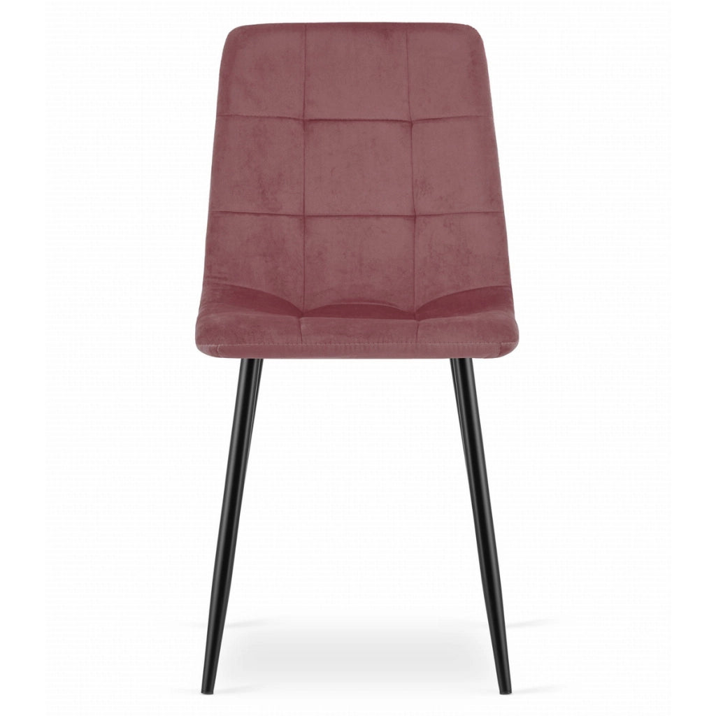 Sedia Kara in velluto rosa antico con gambe nere