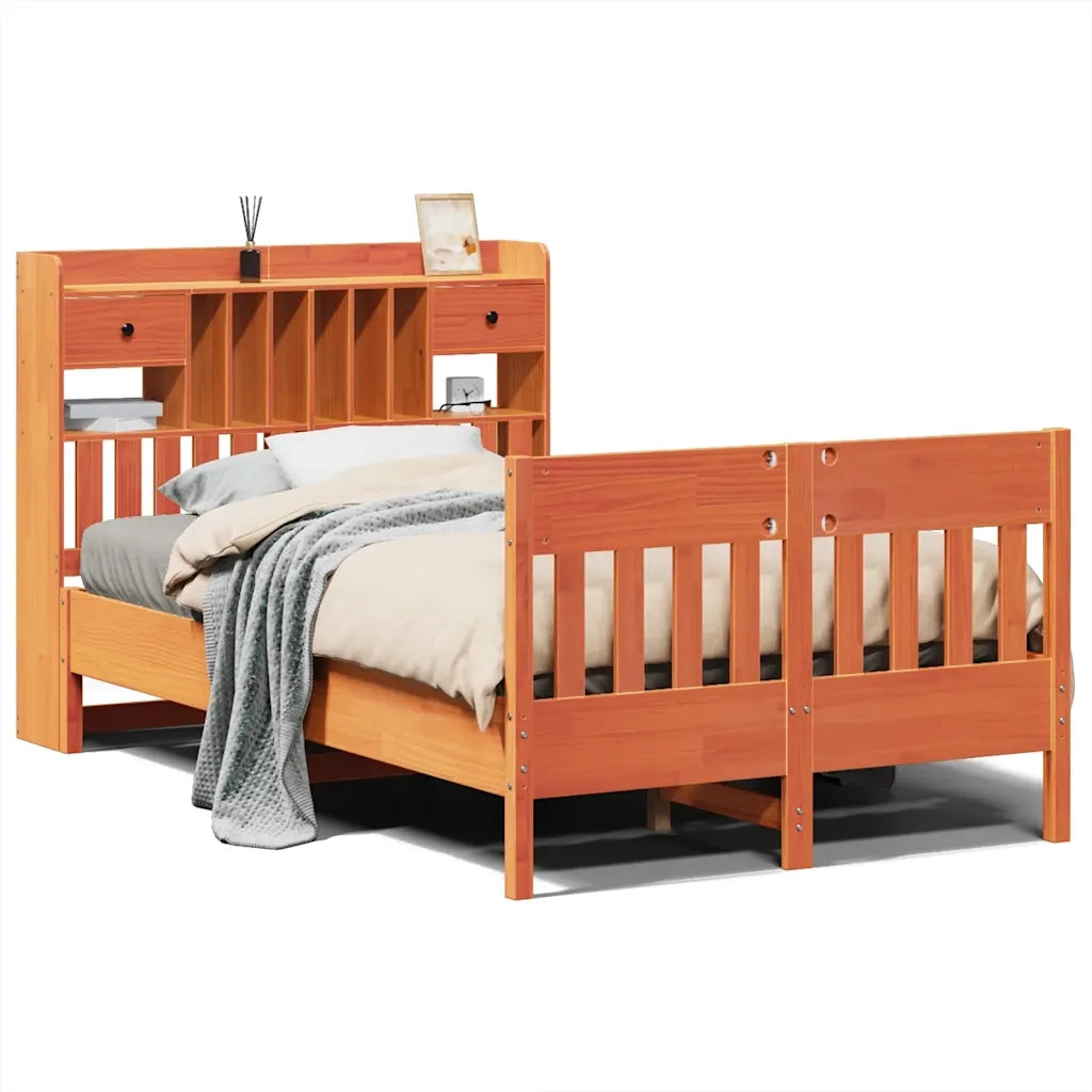 Letto senza Materasso Marrone Cera 135x190 cm in Legno di Pino 3323277