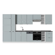 Cucina componibile Fame-Line Blu-grigio chiaro/Bianco 355 cm, PL Antracite Vicco