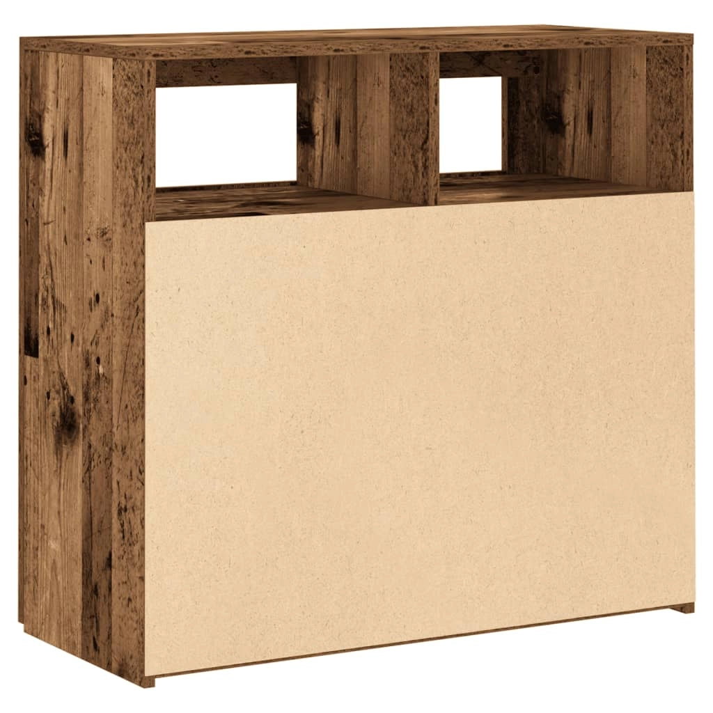 Buffet credenza cassettiera armadio mobile contenitore organizer per cucina soggiorno salotto e luci a LED legno invecchiato 80 x 35 x 75 cm legno ingegnerizzato legno vecchio 02_0031754