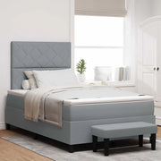 Letto a molle con materasso Grigio chiaro 120 x 200 cm Tessuto