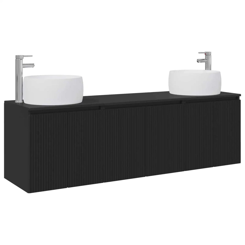 Set di Armadi da Bagno 3 pz Nero 49,5 x 44,5 x 66 cm