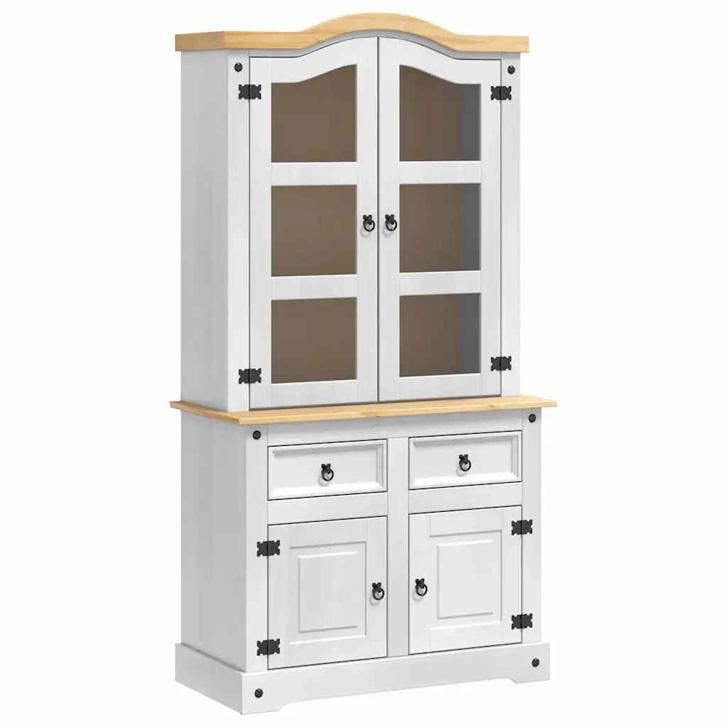 Credenza Corona Bianco 100 x 48,5 x 179 cm Pino massello
