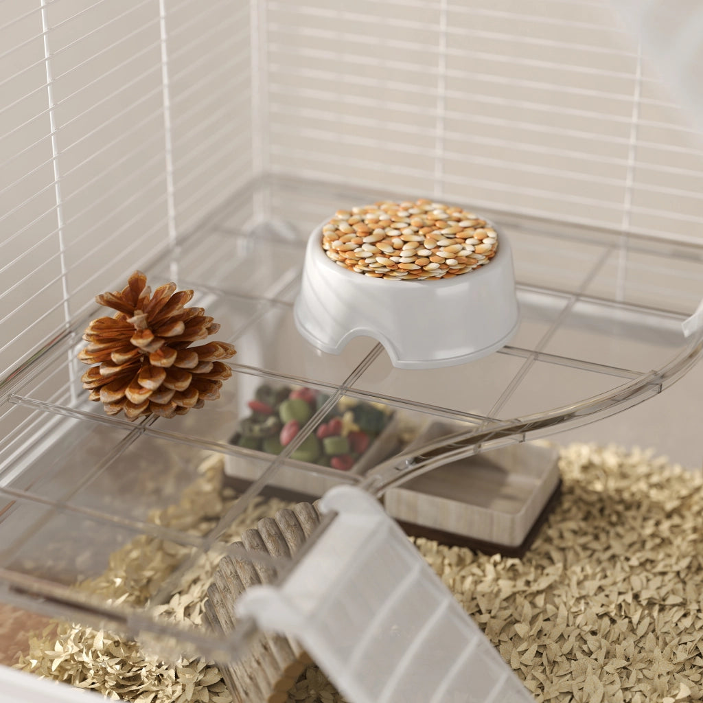 Gabbia per Animali Piccoli 4 Livelli con Ruote ¨C zephmum ¨C 73x47x123 cm Bianco