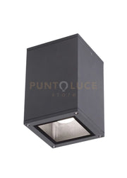GES1010- PLAFONIERA QUADRATA IN ALLUMINIO COLORE GRIGIO ANTRACITE 1 LUCE ATTCCO E27 IP65
