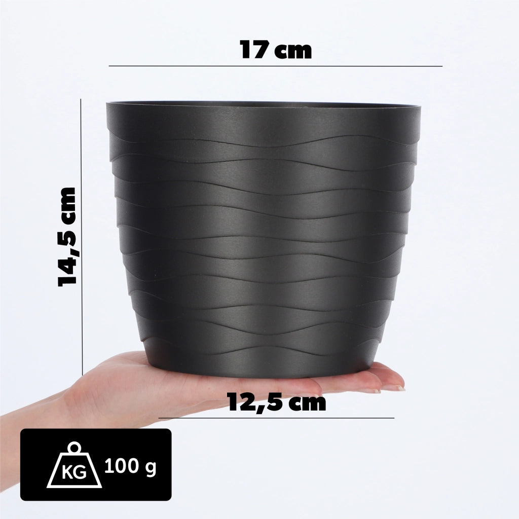 Vaso da fiori KADAX in plastica, rotondo, nero, 17 cm, per fiori e piante.
