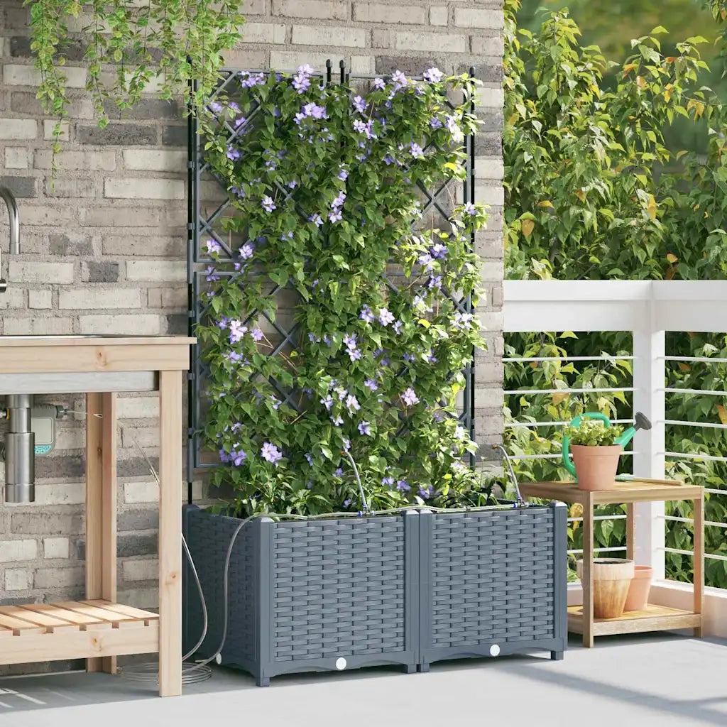 2 pz Fioriere | Cassetta per fiori | Vaso da giardino Grigio Chiaro 80 x 40 x 142 cm Plastica