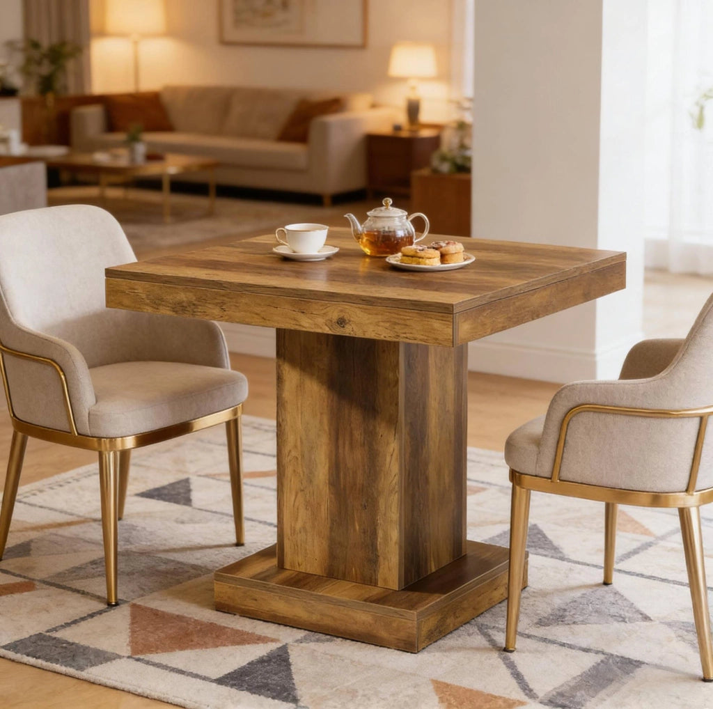 Tavolo da Pranzo Quadrato in MDF con Design Compatto e Stile Country