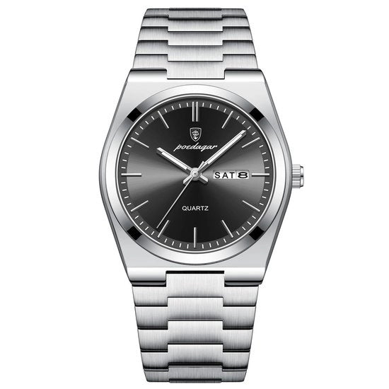 Orologio da polso uomo disegno minimalista - Acciaio inossidabile - Resistente all'acqua fino a 30 m - Calendario - Orologio a quarti - Diametro 40 mm