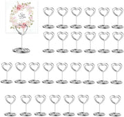 30 Houders di Posizione in Argento, 30 Supporti per Foto e Menu, 30 Stand per Carte, 30 Supporti per Foto con Clip, 30 Hanger per Ricordo, 30 Hanger per Posizione, per Matrimoni, Feste e Cene (a forma di Cuore)