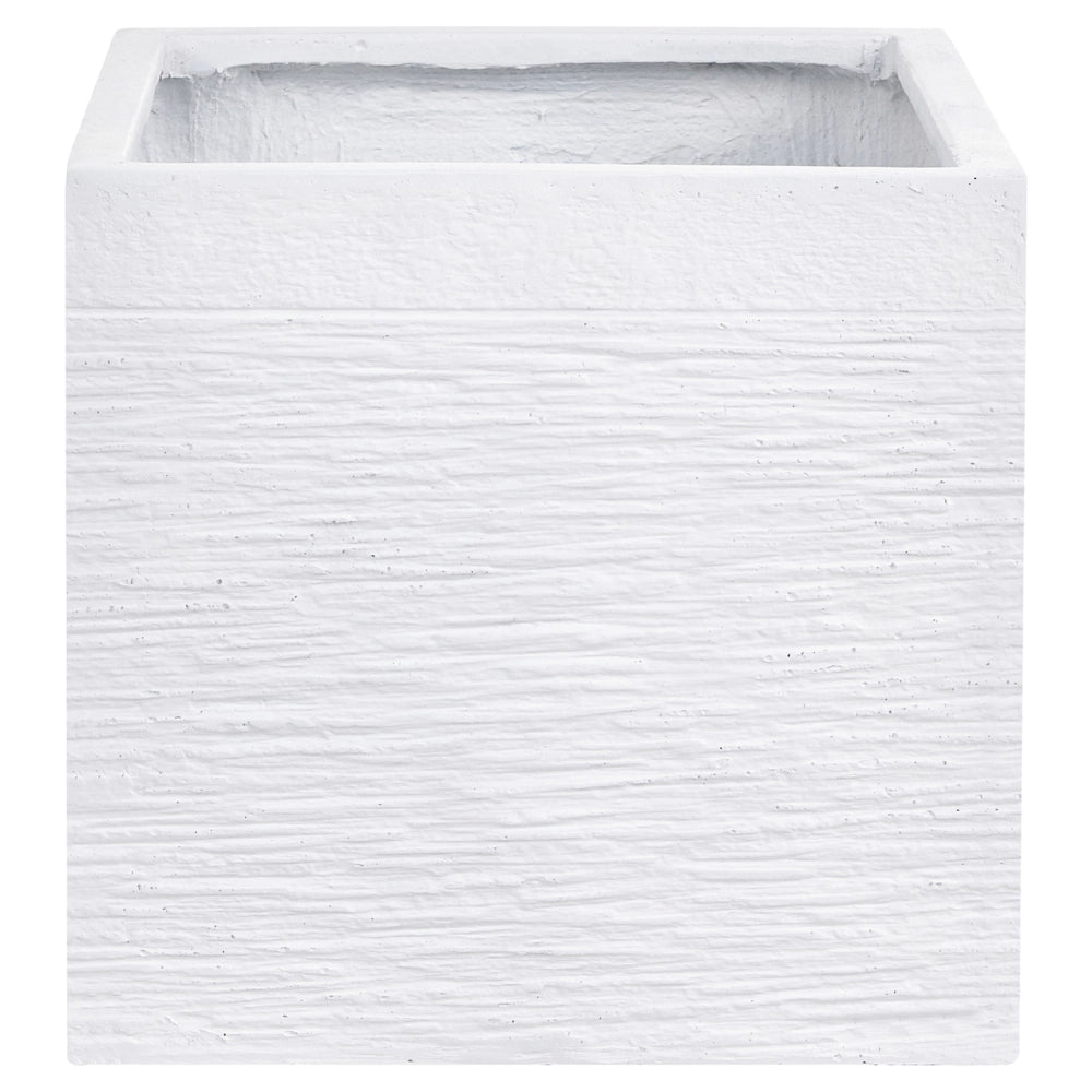Vaso da fiori in fibra di argilla bianca, forma quadrata, 40 x 38 cm, resistente ai raggi UV
