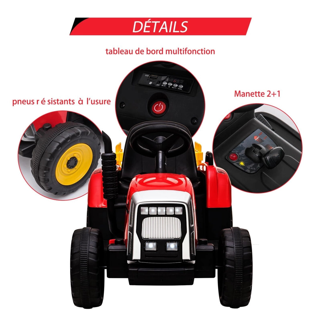 Trattore Elettrico per Bambini 12V con Rimorchio; Telecomando 2