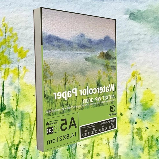 Pannelli aquarel DIN A5 100% cotone 30 fogli 300 g/m² bianco blocco aquarello blocco da disegno per aquarello disegno pittura